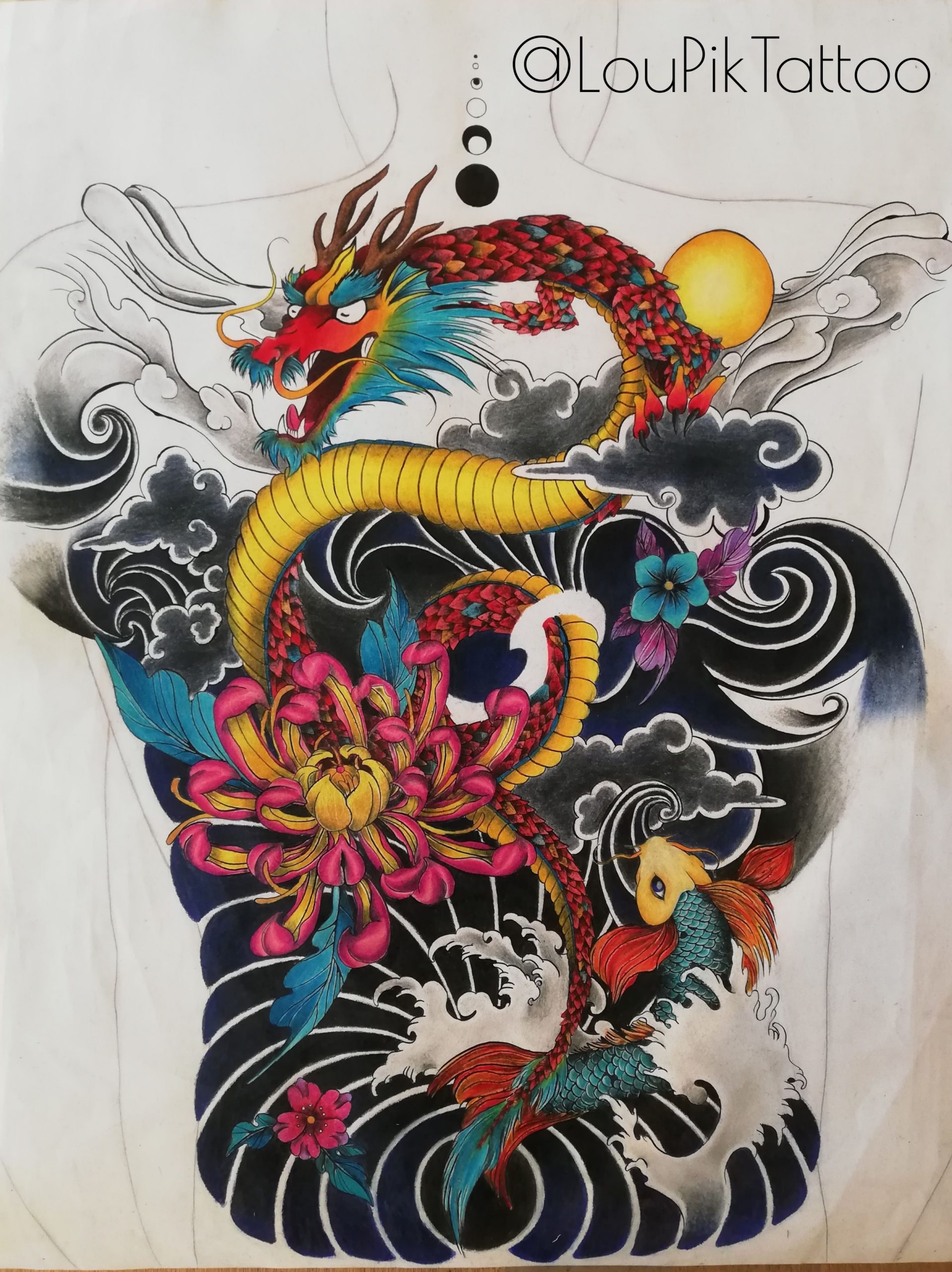 Composition style tattoo oriental Composition style tattoo oriental