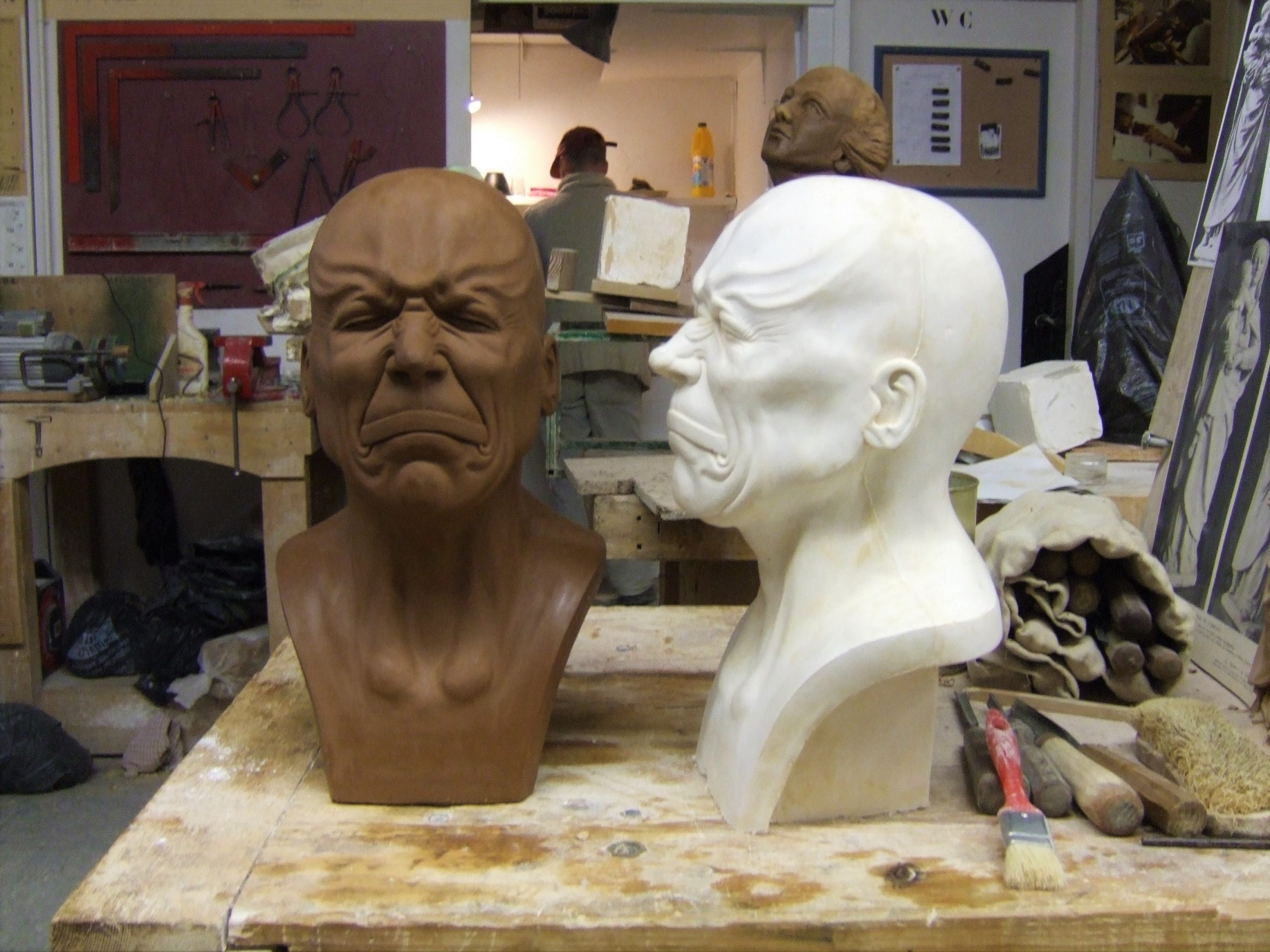 Moulage d'une tête de caractère d'après Messerschmidt